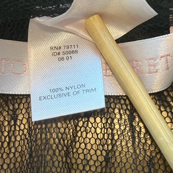 Victoria's Secret Black Sheer Lace Open Jacket Top Feather Boa Trim M/L Y2K Era? - Picture 11 of 11